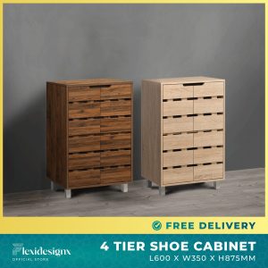 Yumi 2 Doors 4 Tier Short Shoe Cabinet Singapore