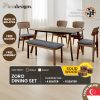 wooden dining table set Singapore – Zoro solid wood bench set