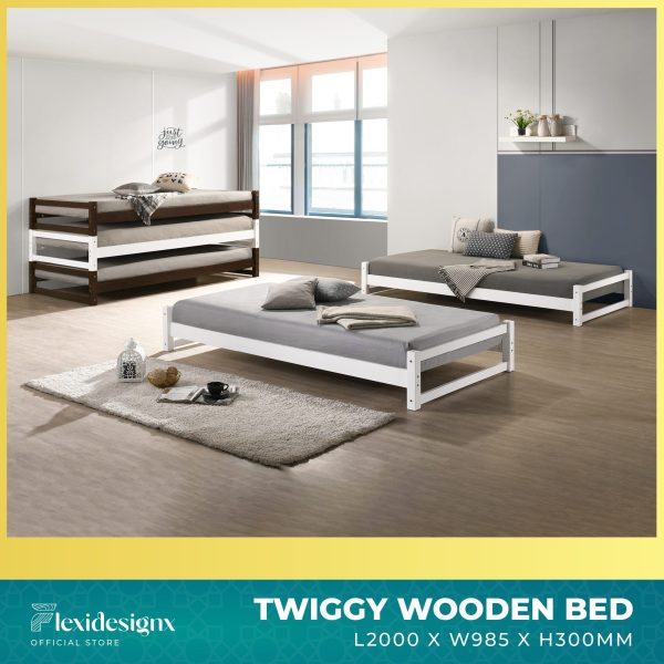stackable bed frame Singapore – TWIGGY solid wood single bed