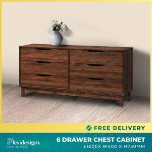 Walnut Chest Drawer Singapore – Lotus 6 Drawer Cabinet