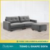 TOMO 4 Seater L-Shape Sofa with Free Stool in Blue