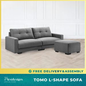 TOMO 4 Seater L-Shape Sofa with Free Stool in Blue
