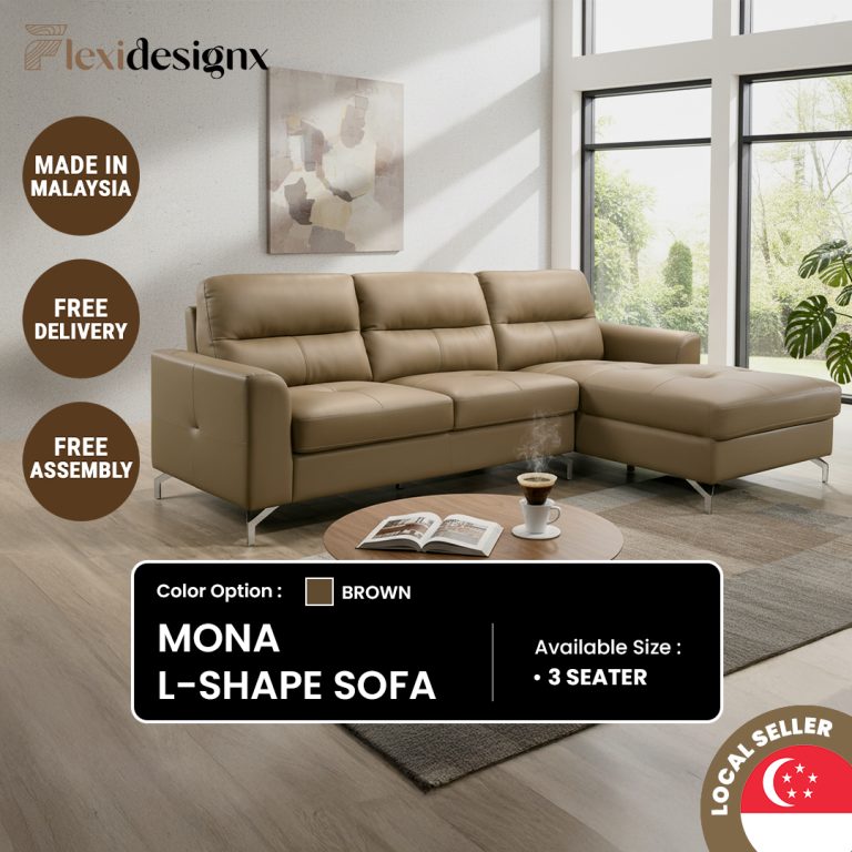 MONA 3 Seater Sofa L Shape - Leather