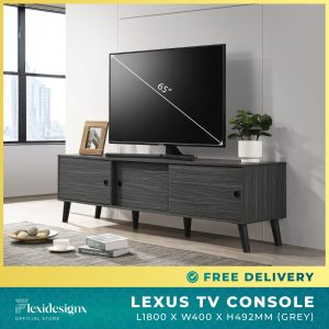 6FT TV Cabinet Singapore – LEXUS Sliding Door Console Grey Color