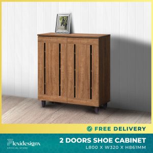 Shoe Cabinet Singapore – Merlot 2 Door Walnut – Flexidesignx