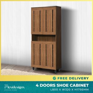Tall Shoe Cabinet Singapore – Merlot 4 Door with Multi Tray – Flexidesignx