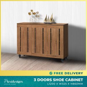 3 Door Shoe Cabinet Singapore – Merlot Walnut – Flexidesignx