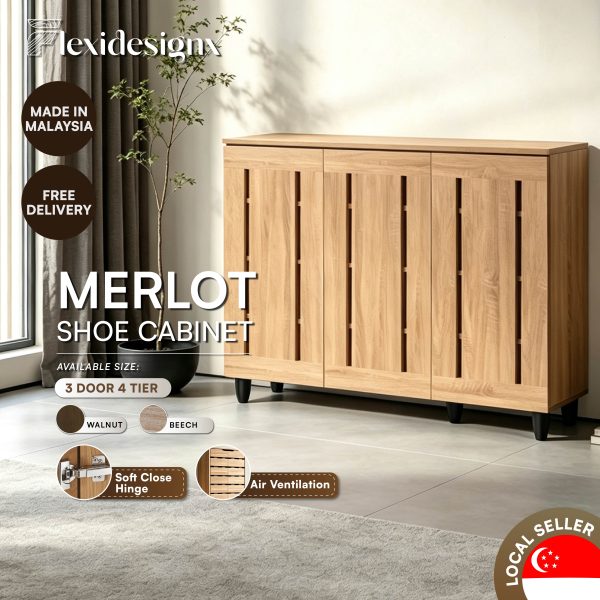 Merlot 3 Door Shoe Cabinet Singapore