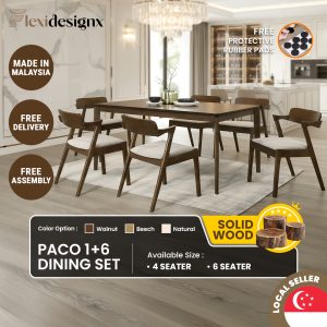 Paco Solid Wood Dining Set Singapore