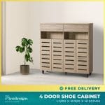 4 door shoe cabinet Singapore – Dota model in natural white finish