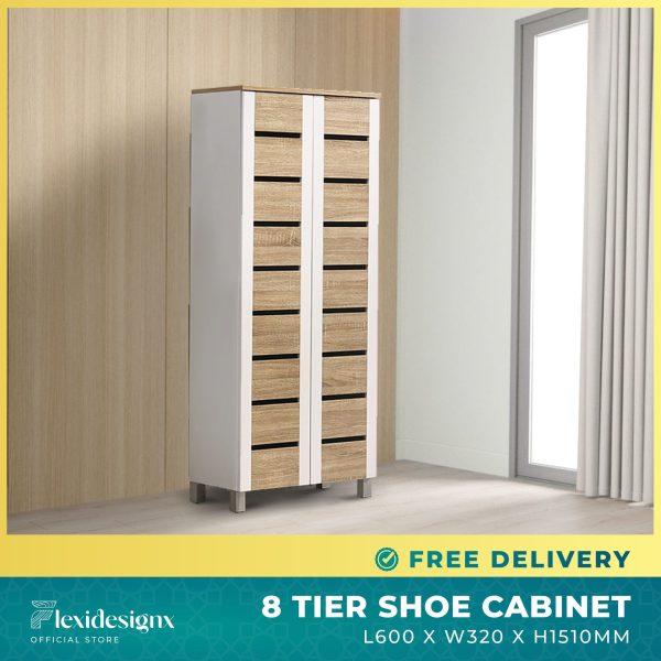 Tall Shoe Rack Singapore – Ginny 2 Door 8 Tier
