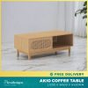 AKIO Muji Coffee Table with Rattan Sliding Door – Flexidesignx