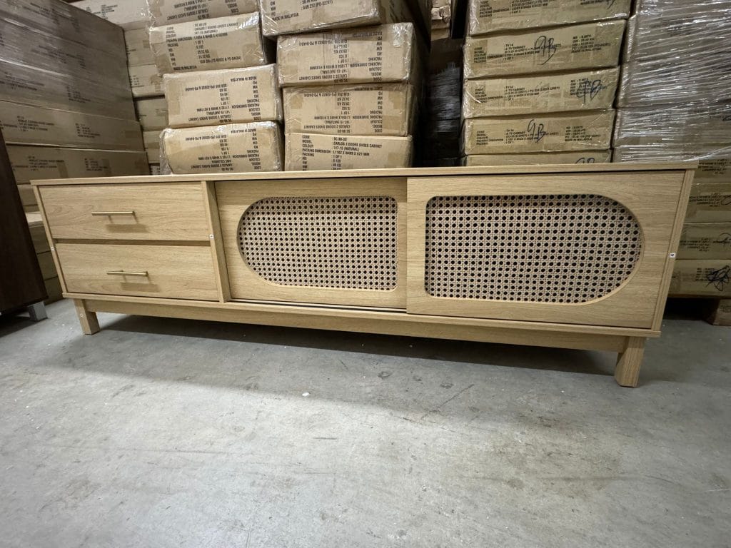 Rattan TV Cabinet Singapore 2– AKIO 6ft – Sliding Doors – Flexidesignx 