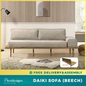DAIKI Modern Sofa Bed – Walnut Finish – Flexidesignx Singapore