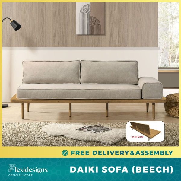 DAIKI Modern Sofa Bed – Walnut Finish – Flexidesignx Singapore