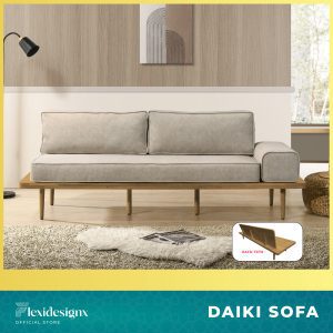 Beech DAIKI Sofa Bed with Easy-Clean Fabric