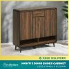 MONTI 3 Door Shoe Cabinet – Walnut Finish – Flexidesignx Singapore