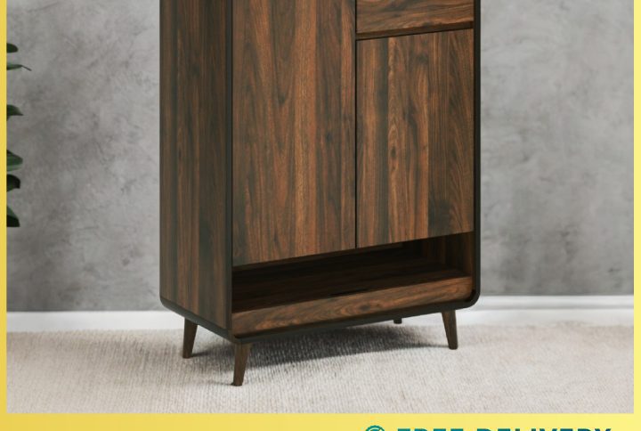 MONTI 2 Door Shoe Cabinet in Walnut Color