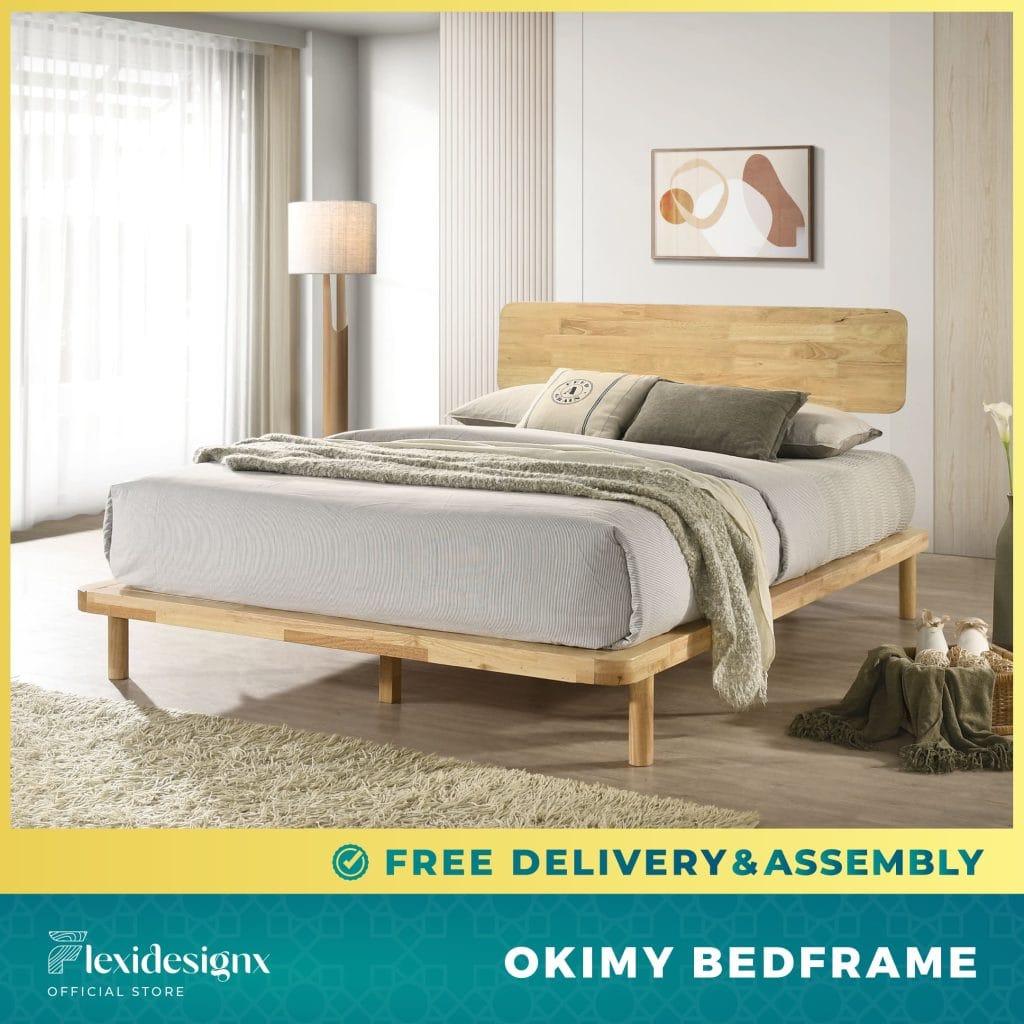OKIMY Solid Wood Bed Frame-Single/Super Single/Queen/King