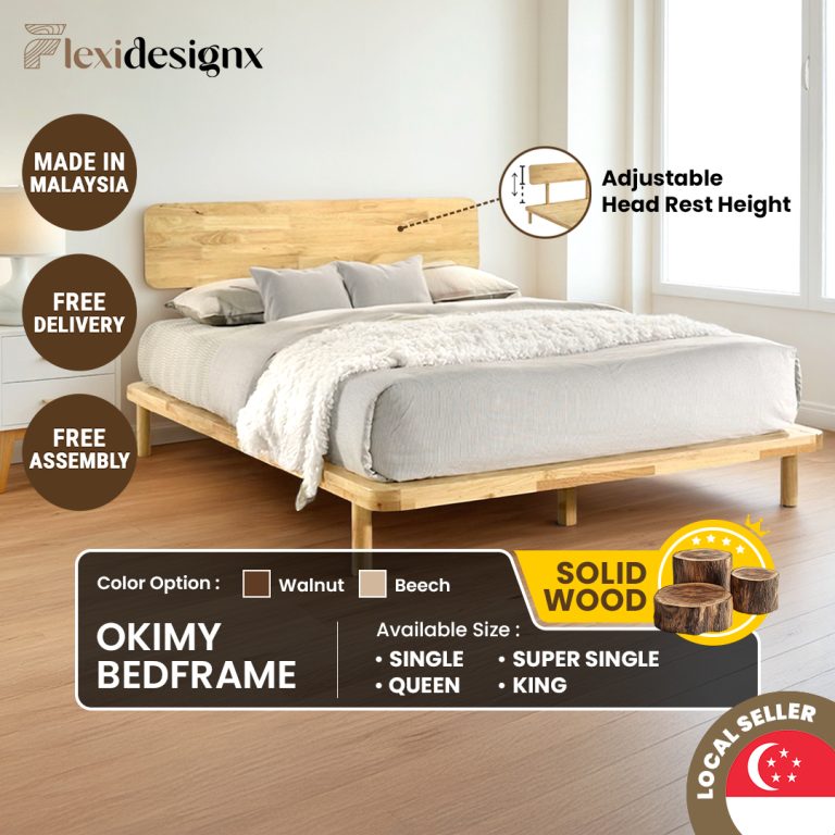 OKIMY Solid Wood Bed Frame-Single/Super Single/Queen/King