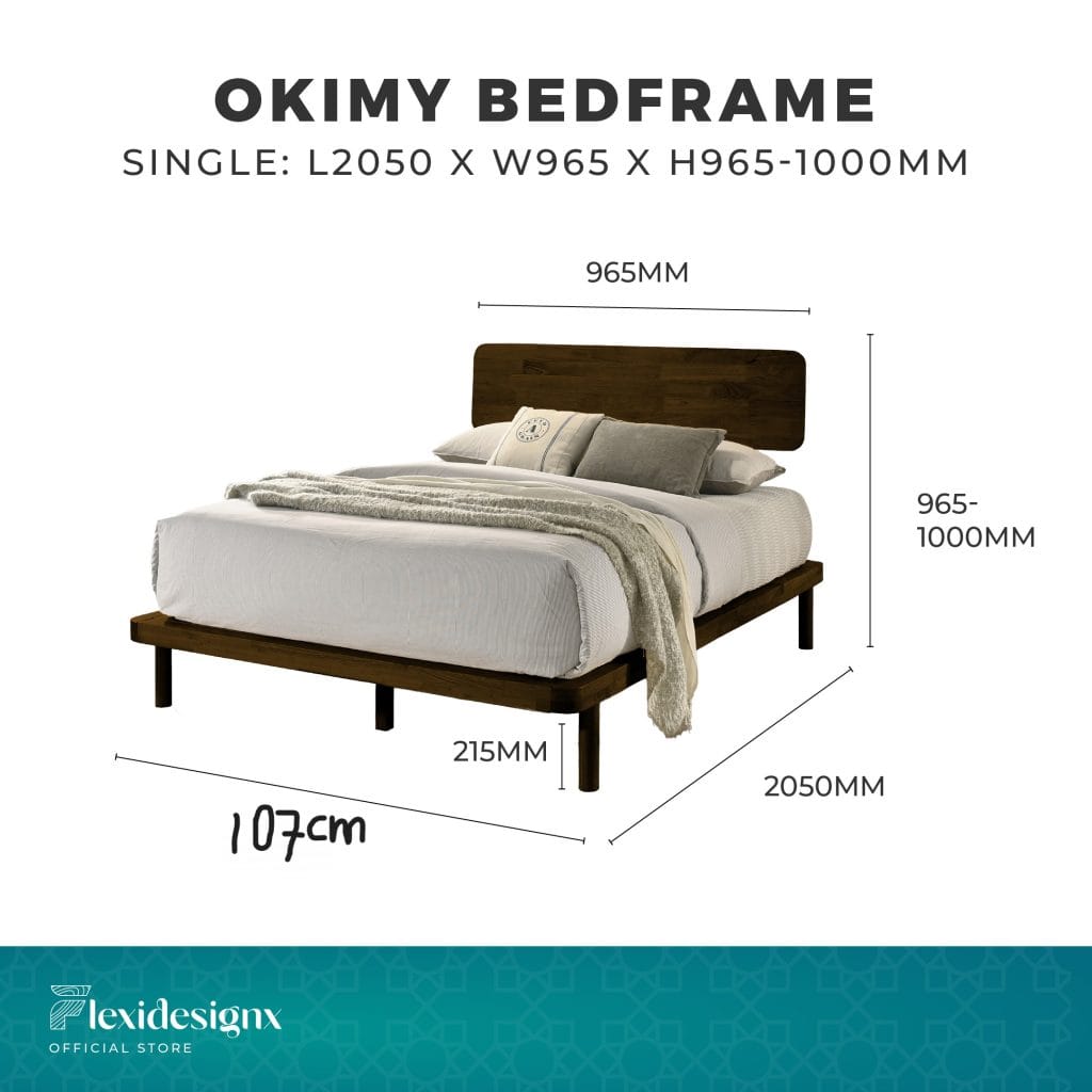 OKIMY Solid Wood Bed Frame Walnut Single SIZE – Flexidesignx Singapore