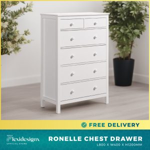 Ronelle Chest Drawer White 6-Drawer Unit