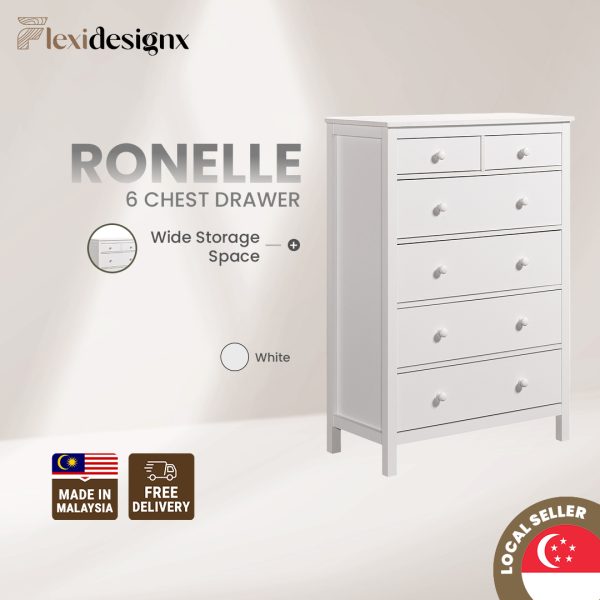 Ronelle Chest Drawer White 6-Drawer Unit