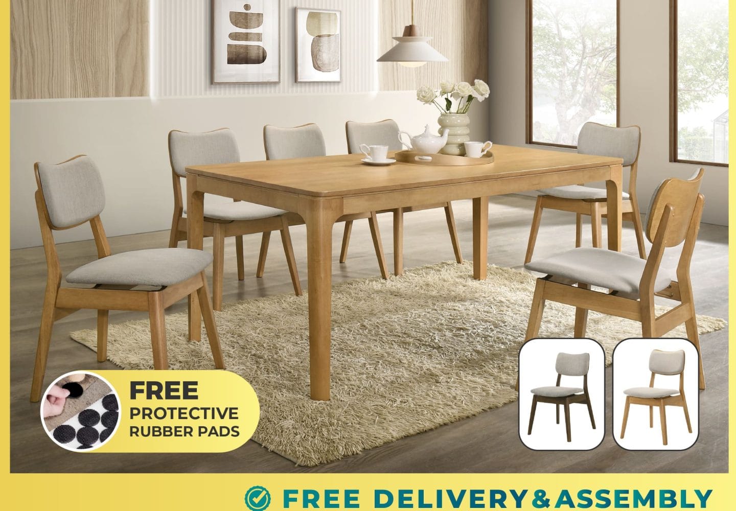 Rubberwood Dining Table Singapore – Flexidesignx