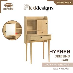 makeup table Singapore – compact wood dressing table with mirror and drawer